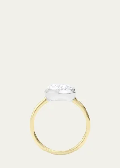 HauteCaratTwo Tone 18K Tilted Pear Lab Grown Diamond Ring, 3.0tcw