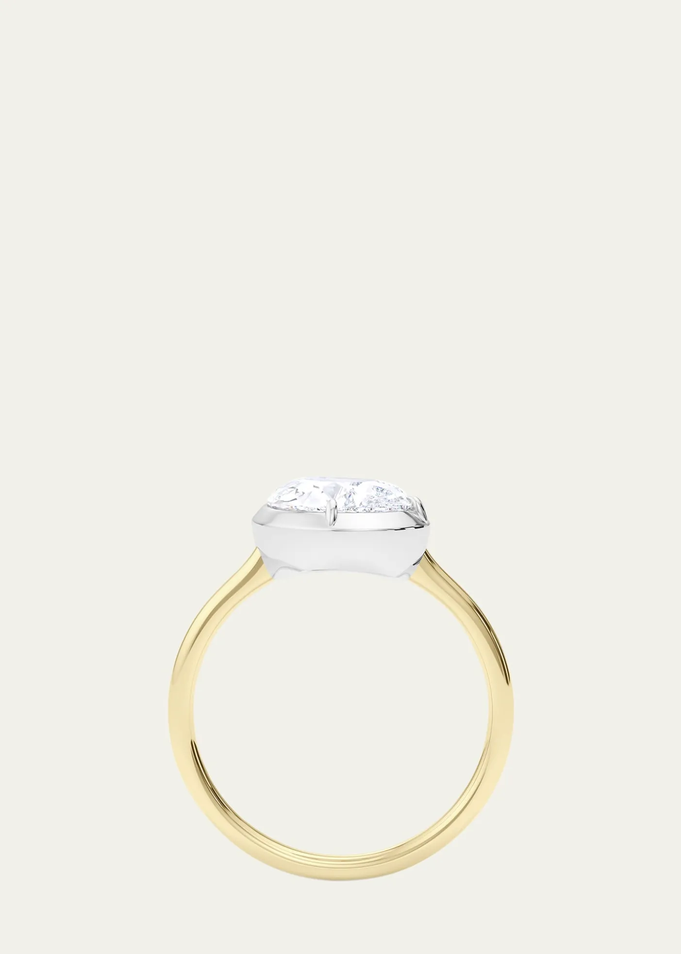 HauteCaratTwo Tone 18K Tilted Pear Lab Grown Diamond Ring, 3.0tcw
