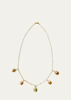 Haute VictoireColored Stone 5 Lune Necklace, 15"L