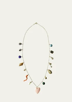 Haute VictoireLes Charmantes Opal Heart Charm Necklace