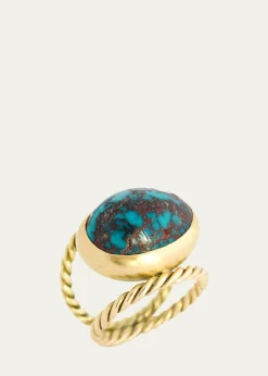 Haute VictoireOne Of A Kind Hand Twisted Turquoise Ring, Size 6.5