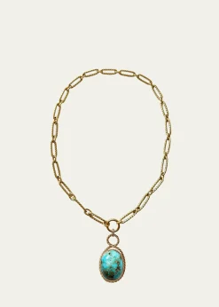 Haute VictoireOne Of A Kind Turquoise Cabochon Handmade Necklace, 16"L