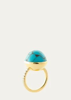 Haute VictoireOne Of A Kind Turquoise Dome and Diamond Ring, Size 7