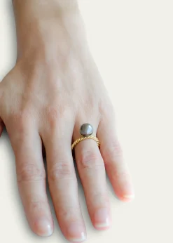 Haute VictoireTahitian Pearl Hand Twisted Ring, Size 7