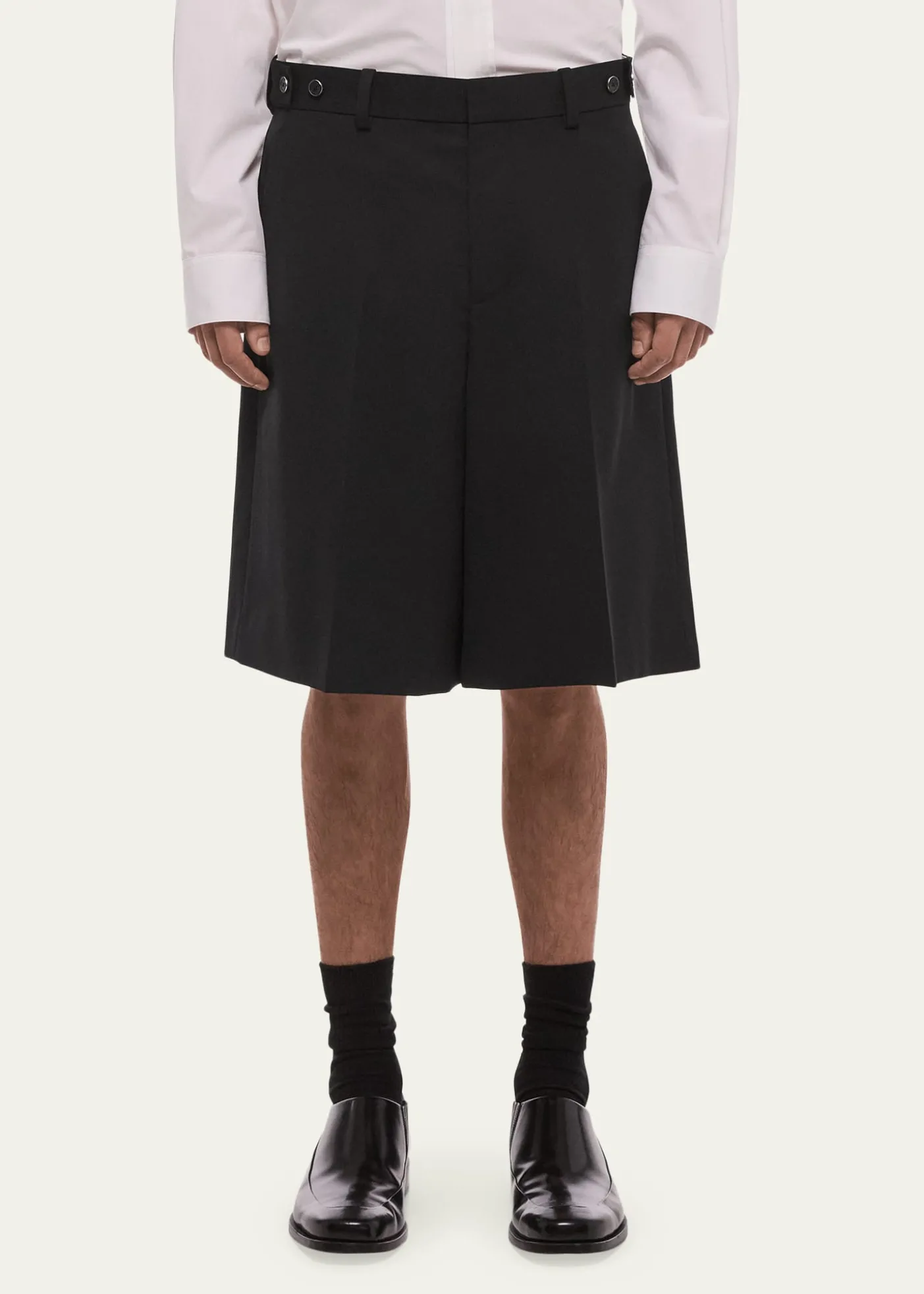 Helmut LangMen's HL001 Wool Waistband-Tab Shorts