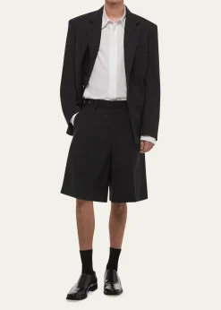 Helmut LangMen's HL001 Wool Waistband-Tab Shorts