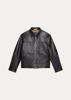 Helmut LangMen's Bonded Leather Snap-Front Jacket