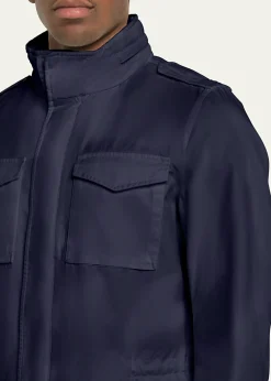HernoMen's Cotton Concealed-Zip Safari Jacket