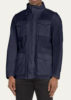 HernoMen's Cotton Concealed-Zip Safari Jacket