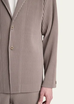 Homme Plisse Issey MiyakeMen's Pleated Single-Breasted Sport Coat
