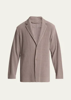 Homme Plisse Issey MiyakeMen's Pleated Single-Breasted Sport Coat