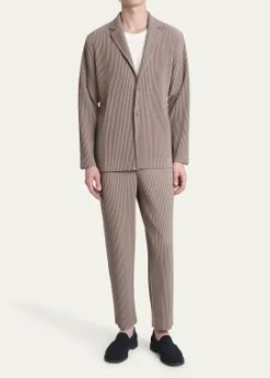 Homme Plisse Issey MiyakeMen's Pleated Single-Breasted Sport Coat