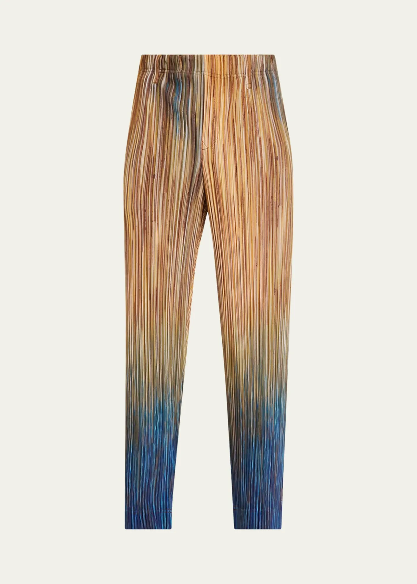 Homme Plisse Issey MiyakeMen's Paintbrush Agate-Print Pleated Trousers