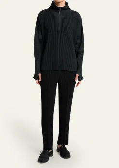 Homme Plisse Issey MiyakeMen's Pleated Quarter-Zip Sweater