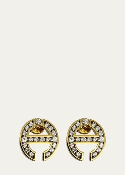 Hoorsenbuhs18K Yellow Gold MMV Channel Set White Diamond Earrings