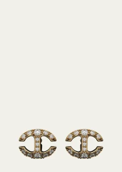 Hoorsenbuhs18K Yellow Gold Small Link Stud Earrings with White Diamonds