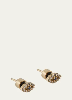 ILEANA MAKRIBlue Sapphire and Diamond Kitten Eye Stud Earrings