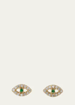 ILEANA MAKRI​18K Gold Kitten Eye Stud Earrings with Diamonds