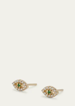 ILEANA MAKRI​18K Gold Kitten Eye Stud Earrings with Diamonds