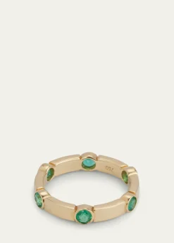 ILEANA MAKRI18K Yellow Gold Stepping Stones Stream Ring with Emeralds