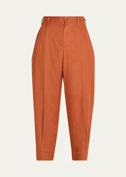 IM MENMen's Linen Pleated Tapered-Leg Trousers
