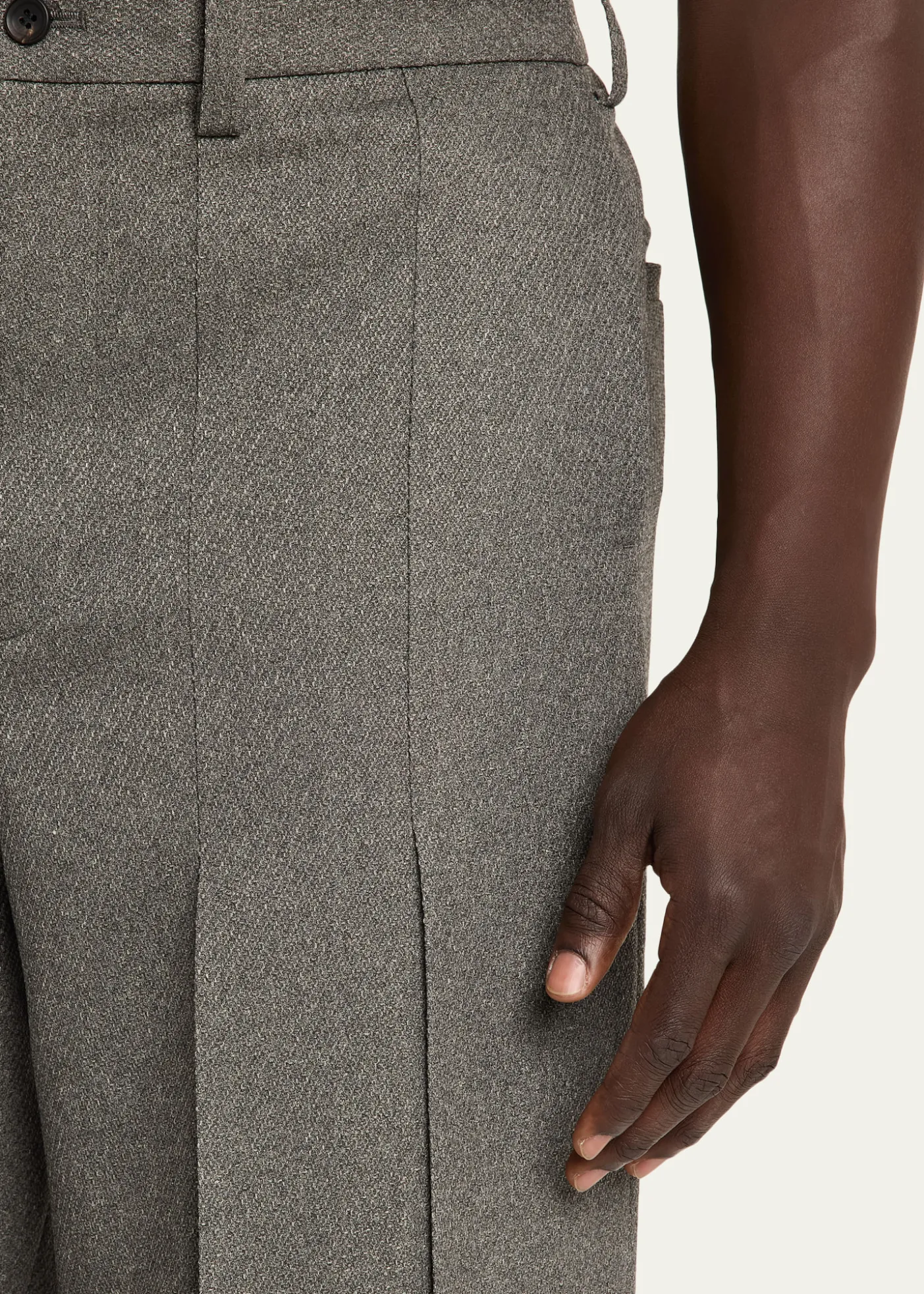 IM MENMen's Wool Like Light Pleated Trousers
