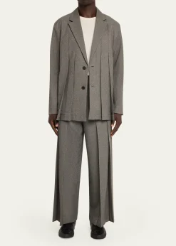 IM MENMen's Wool Like Light Pleated Trousers