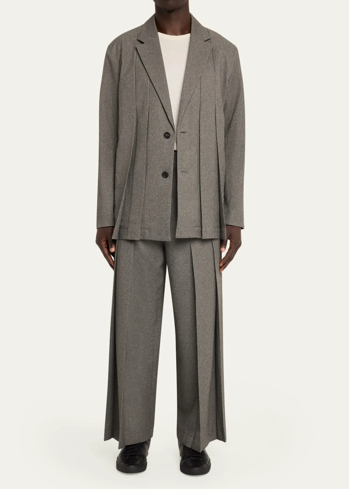 IM MENMen's Wool Like Light Pleated Trousers