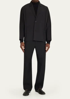 IM MENMen's Black Flat Loose Fit Jacket