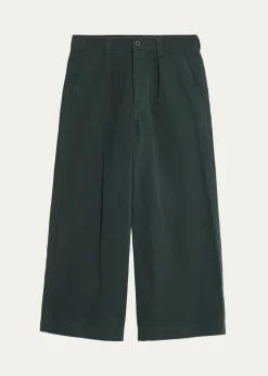 IM MENMen's Cotton Double-Pleated Wide Leg Trousers