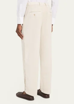 IM MENMen's Cotton Pigment Pleated Straight-Leg Trousers