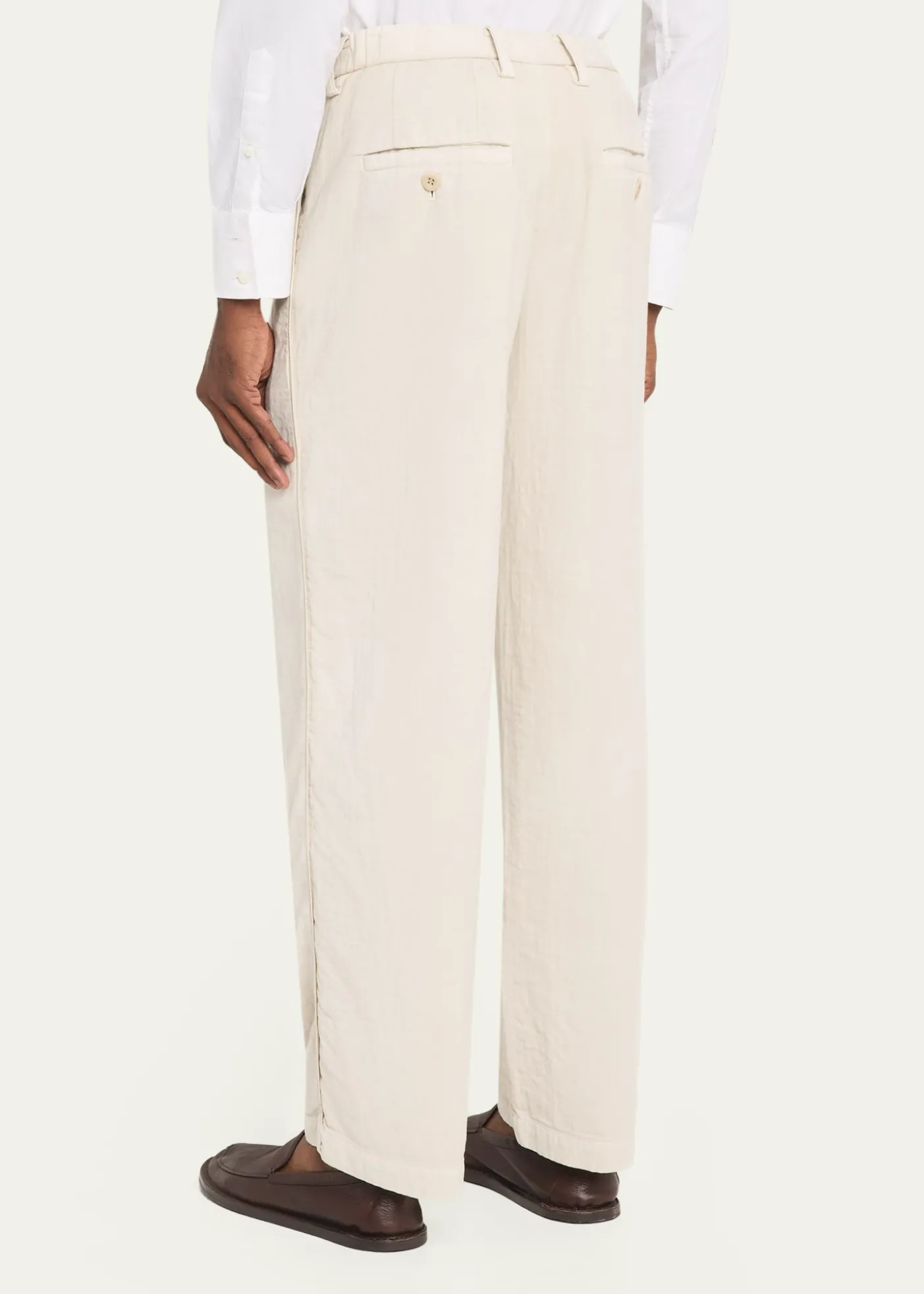 IM MENMen's Cotton Pigment Pleated Straight-Leg Trousers