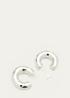 IppolitaHammered Medium Hoop Earrings in Sterling Silver