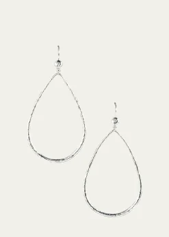 IppolitaHammered Teardrop Earrings in Sterling Silver with Diamonds