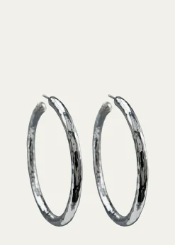 IppolitaLarge Hammered Hoop Earrings in Sterling Silver