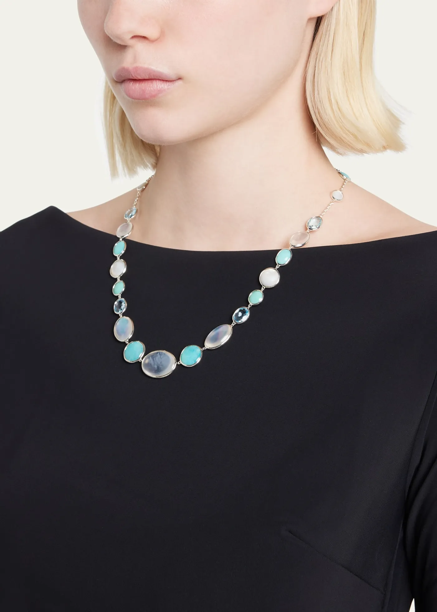 IppolitaMedium Stone Collar Necklace in Sterling Silver