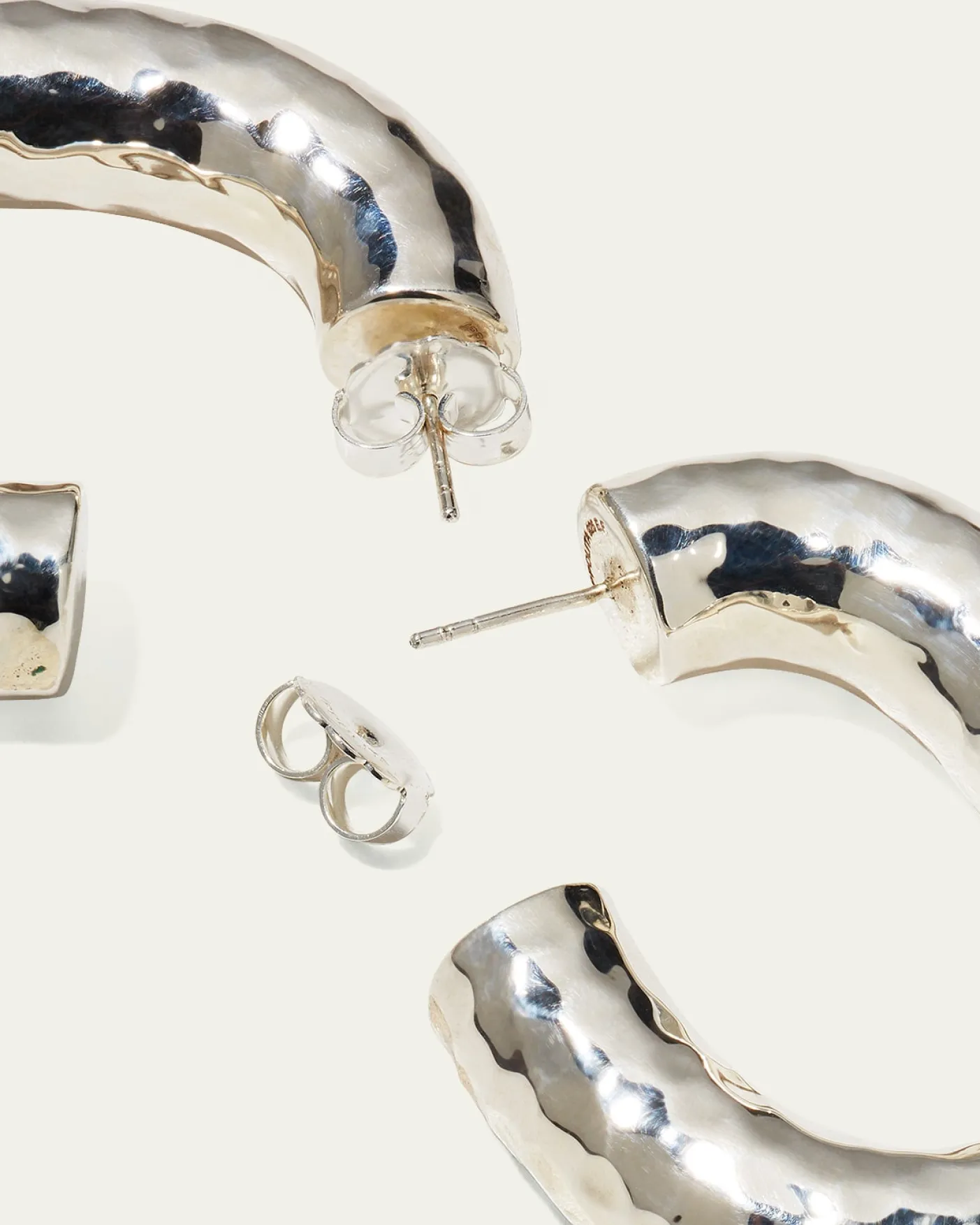 IppolitaThick Hammered Oval Hoop Earring in Sterling Silver