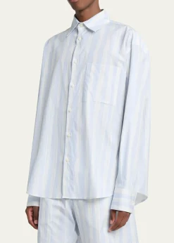 JacquemusMen's Candy Stripe Relaxed Cotton Button-Down Shirt
