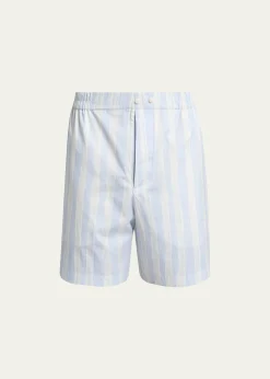 JacquemusMen's Cotton Stripe Relaxed Flat-Front Shorts