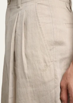 JacquemusMen's Herringbone Linen-Blend Pleated Shorts