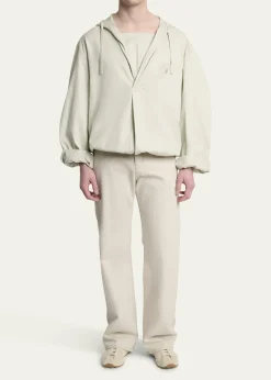 JacquemusMen's La Blouse Cotton Herringbone Hooded Shirt