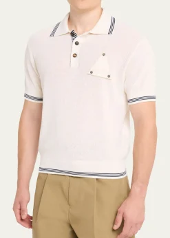 JacquemusMen's Silk and Cotton Mesh Polo Shirt