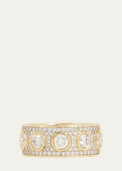 Jamie Wolf18K Yellow & White Gold Bezel-Set & Pave Diamond Band, Size 6