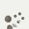 Jan LeslieBeaded Octagonal Mother-of-Pearl Cuff Links Studs Set