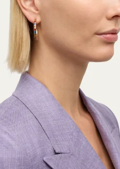 Jan LeslieDash Rectangle Gemstone Hoop Earrings