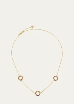 Jan LeslieLapis, Tigers Eye, and Carnelian Dash Triple Circle Station Necklace