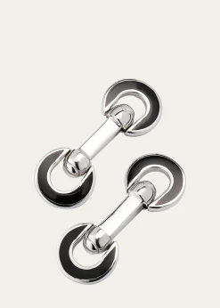 Jan LeslieMen's Horseshoe Enamel Flip Cufflinks