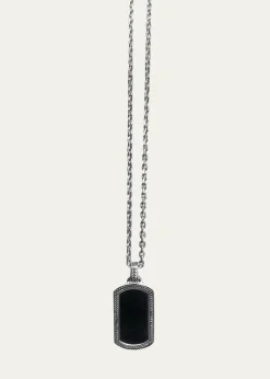Jan LeslieMen's Onyx Dog Tag Necklace, 20"