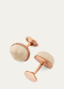 Jan LeslieMen's Sand Dollar Rose-Tone Cufflinks
