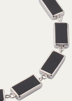 Jan LeslieMen's Sterling Silver and Rectangle Black Onyx Bracelet